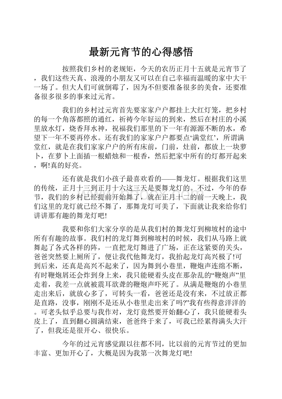 最新元宵节的心得感悟.docx_第1页