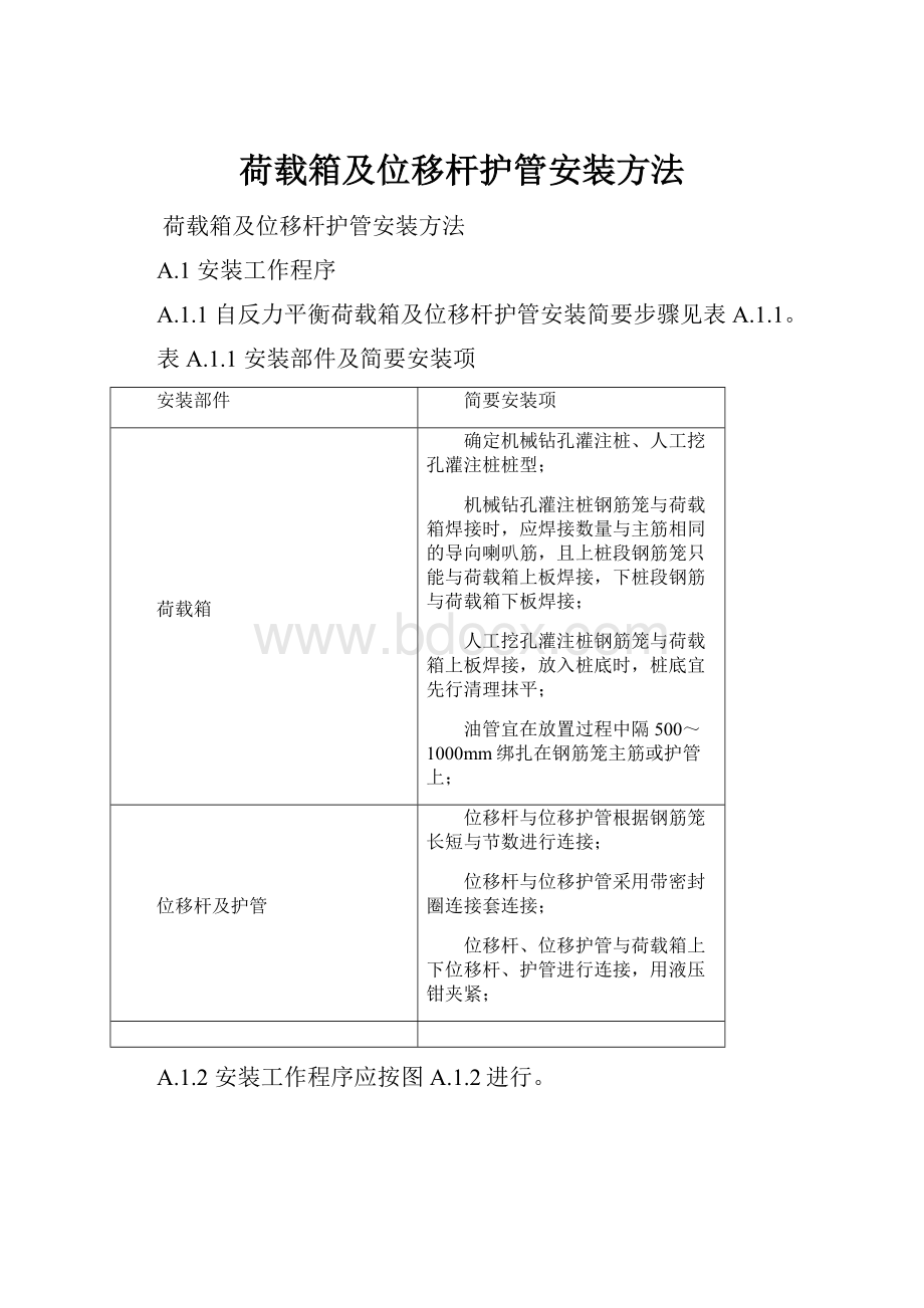 荷载箱及位移杆护管安装方法.docx_第1页