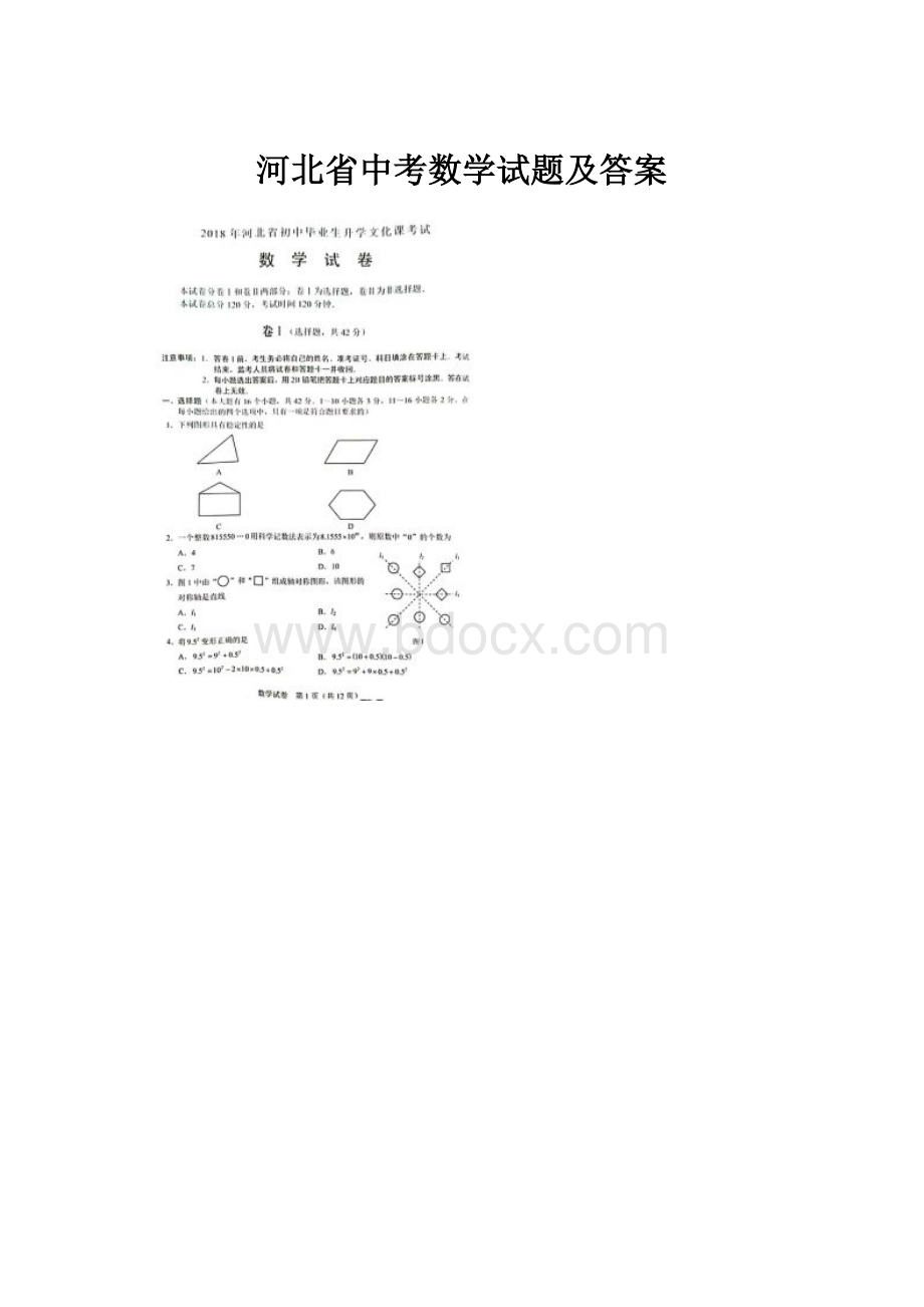 河北省中考数学试题及答案.docx