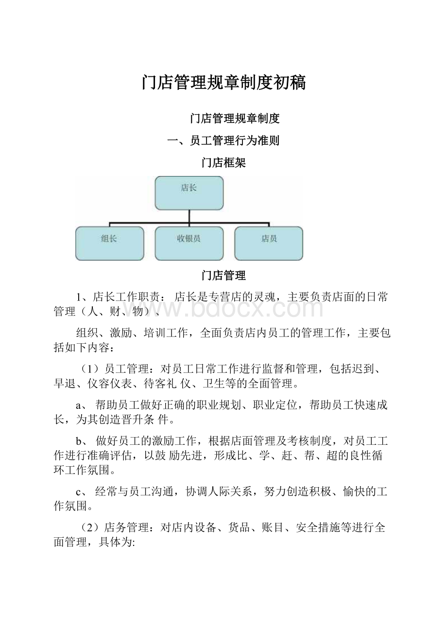 门店管理规章制度初稿.docx