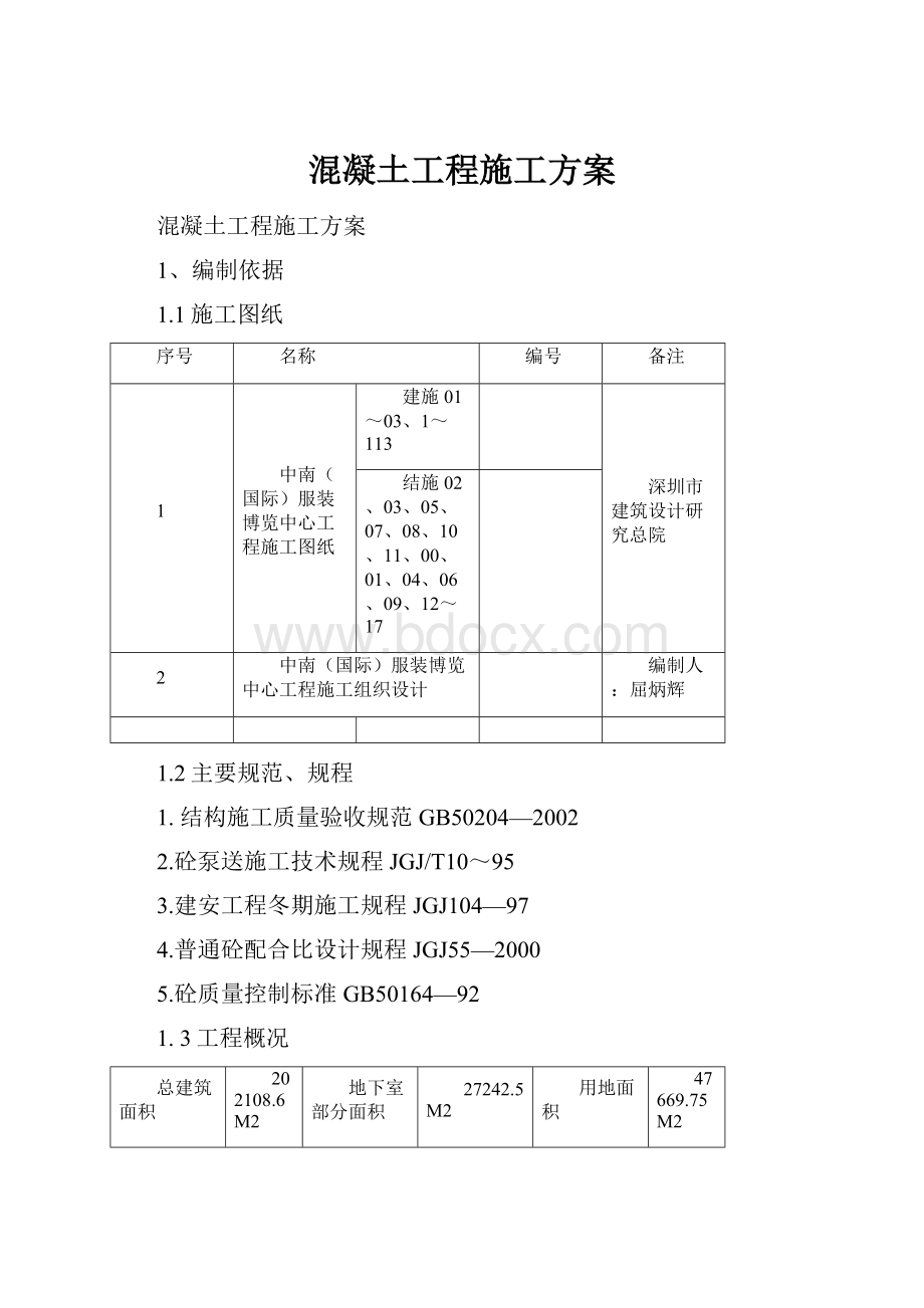 混凝土工程施工方案.docx_第1页