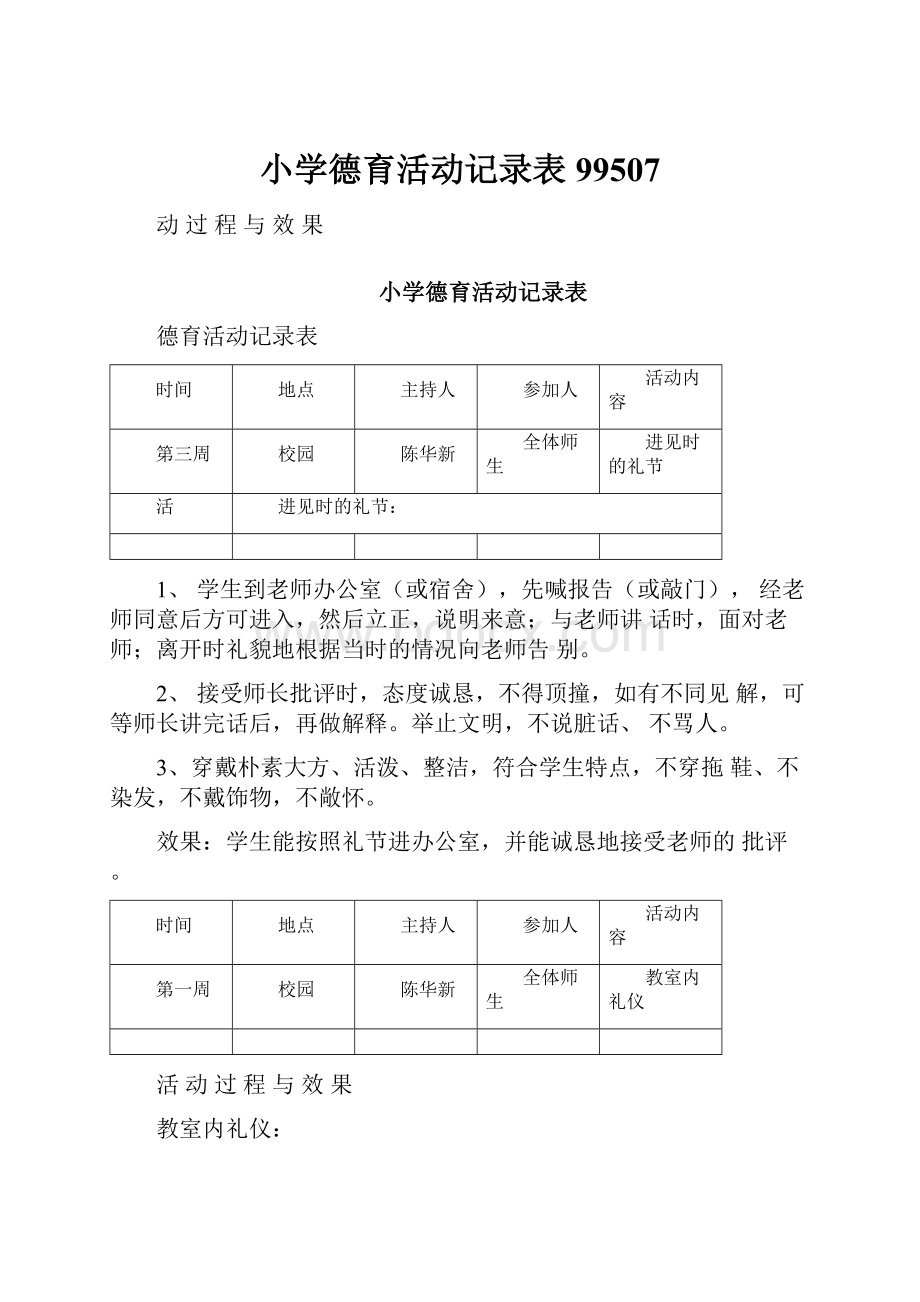 小学德育活动记录表99507.docx_第1页