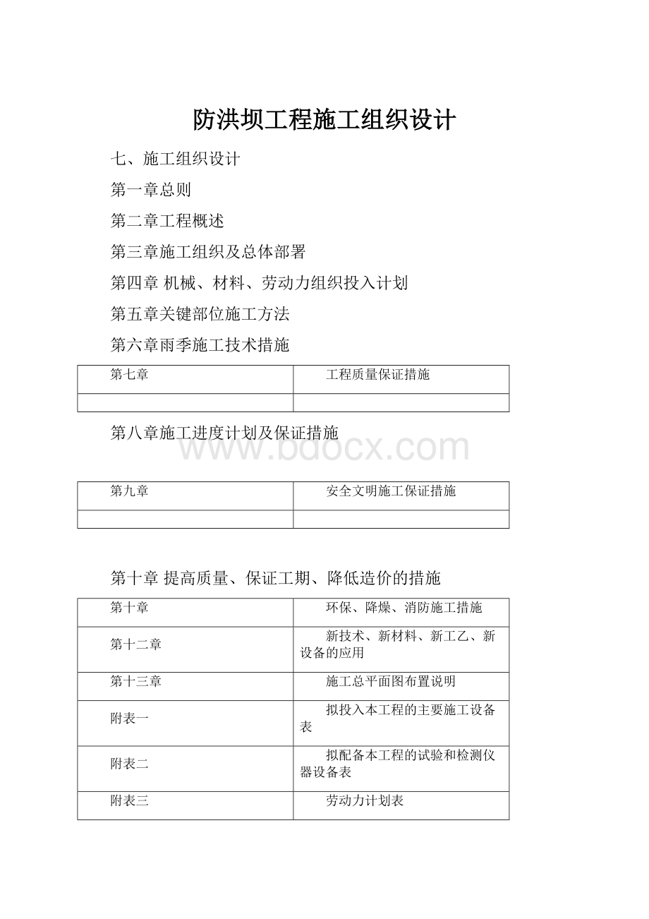 防洪坝工程施工组织设计.docx_第1页