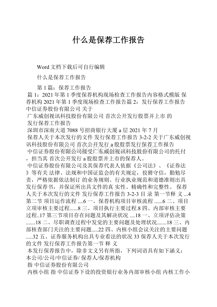 什么是保荐工作报告.docx_第1页