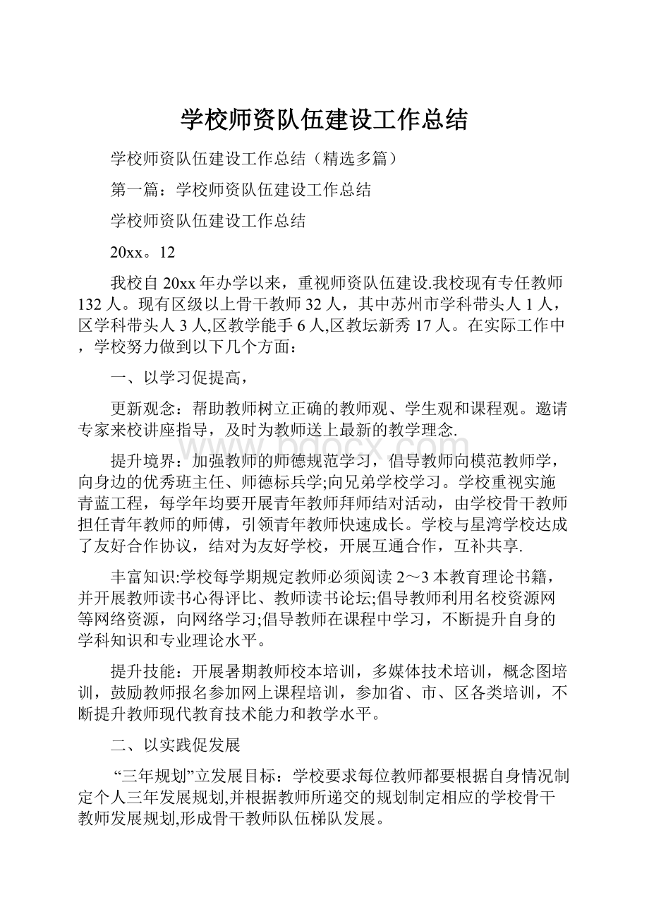 学校师资队伍建设工作总结.docx