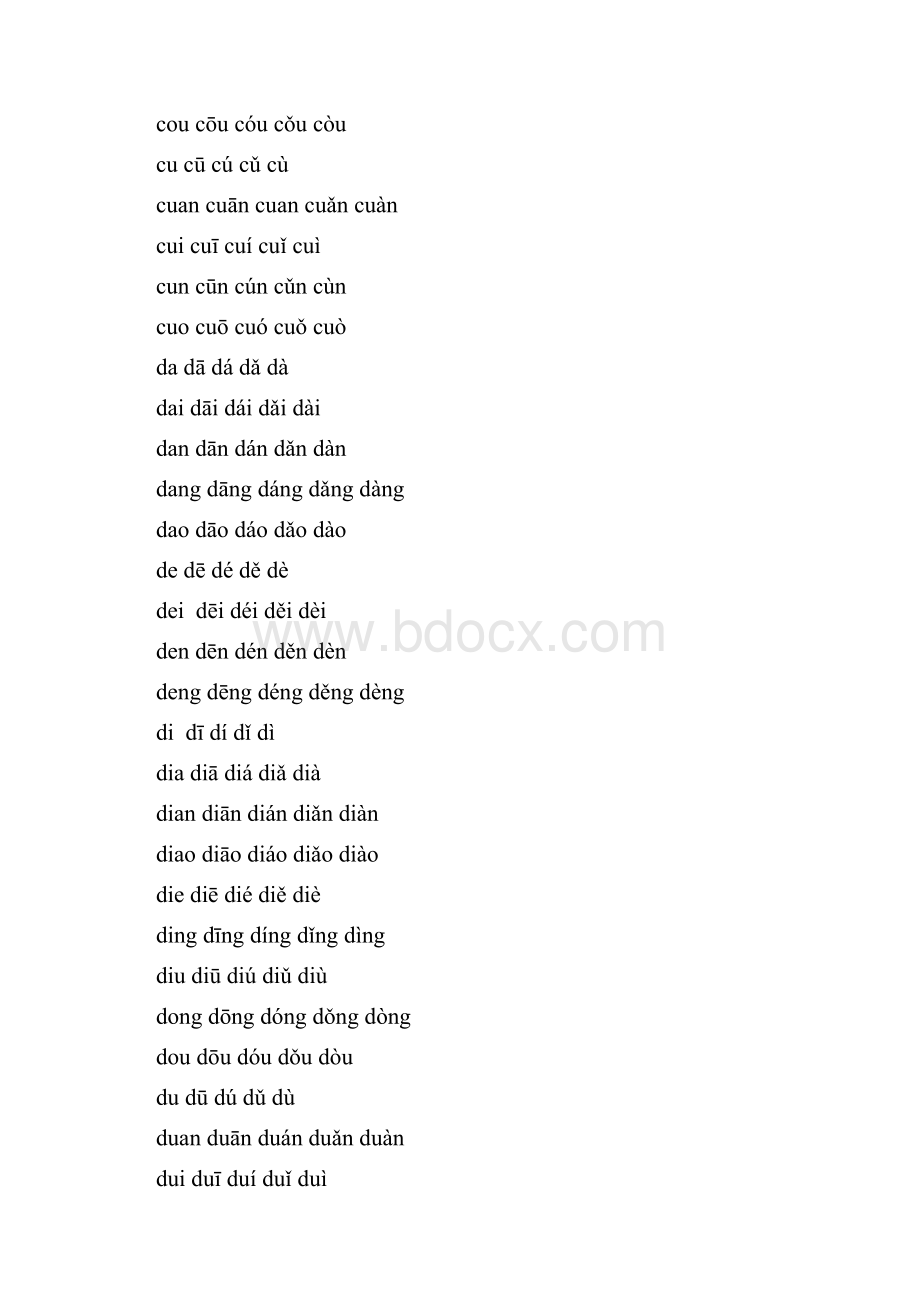 汉语拼音音节表附带声调和不带声调的音节资料.docx_第3页