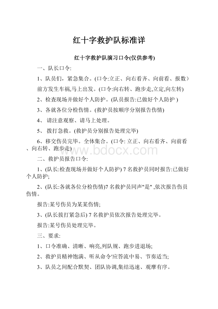 红十字救护队标准详.docx_第1页