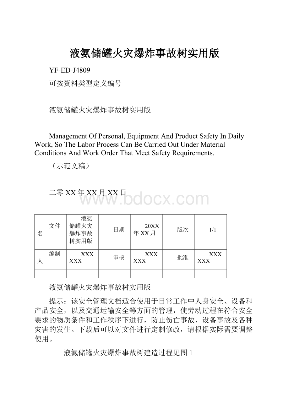 液氨储罐火灾爆炸事故树实用版.docx