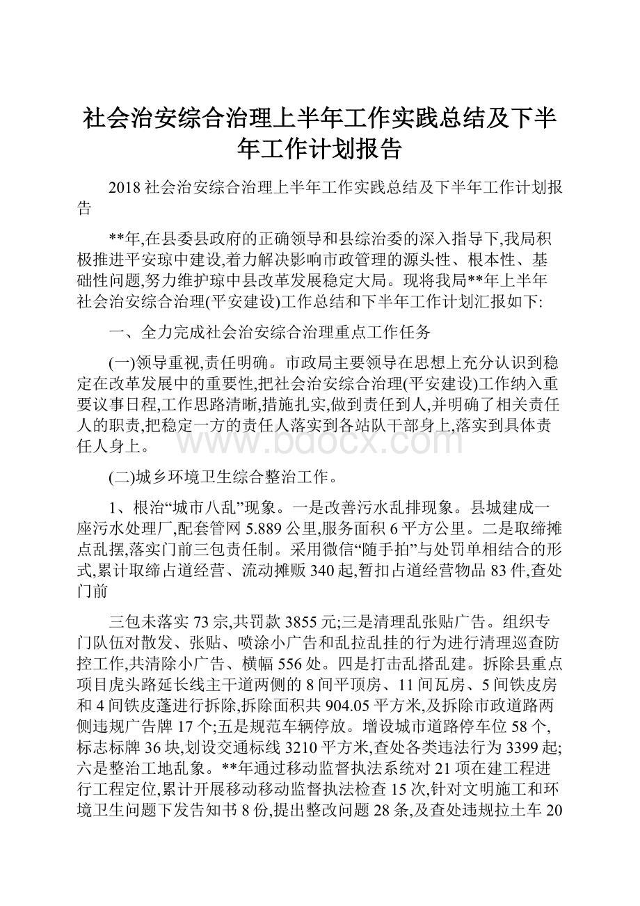 社会治安综合治理上半年工作实践总结及下半年工作计划报告.docx