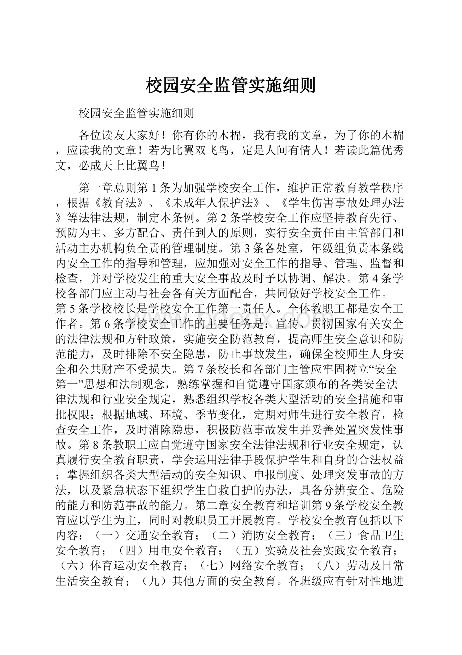 校园安全监管实施细则.docx_第1页