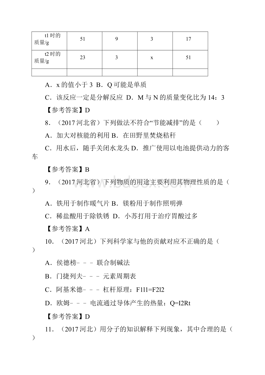 河北省中考理综化学部分试题及答案解析版.docx_第3页