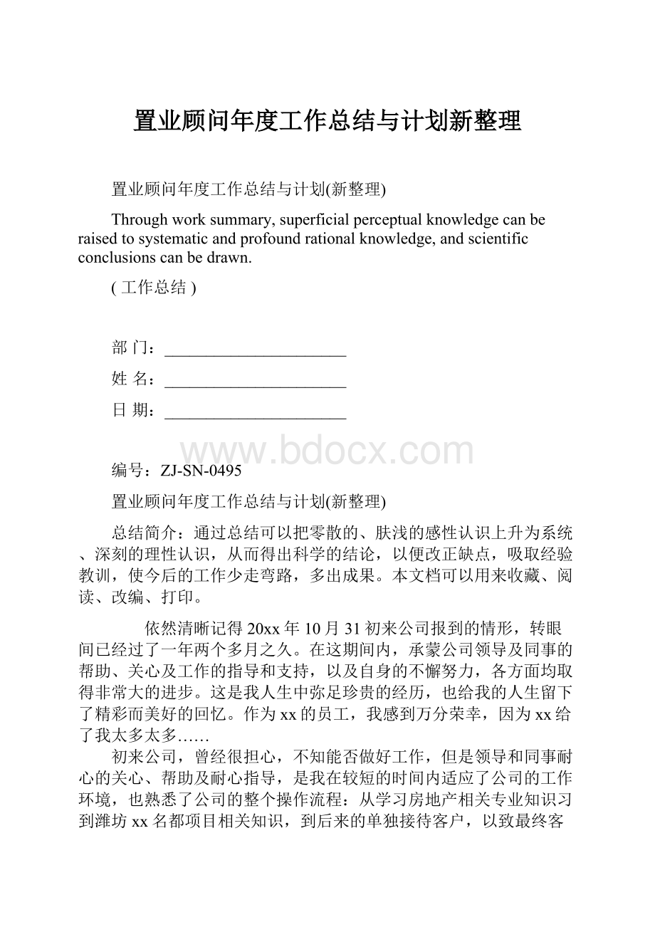 置业顾问年度工作总结与计划新整理.docx_第1页