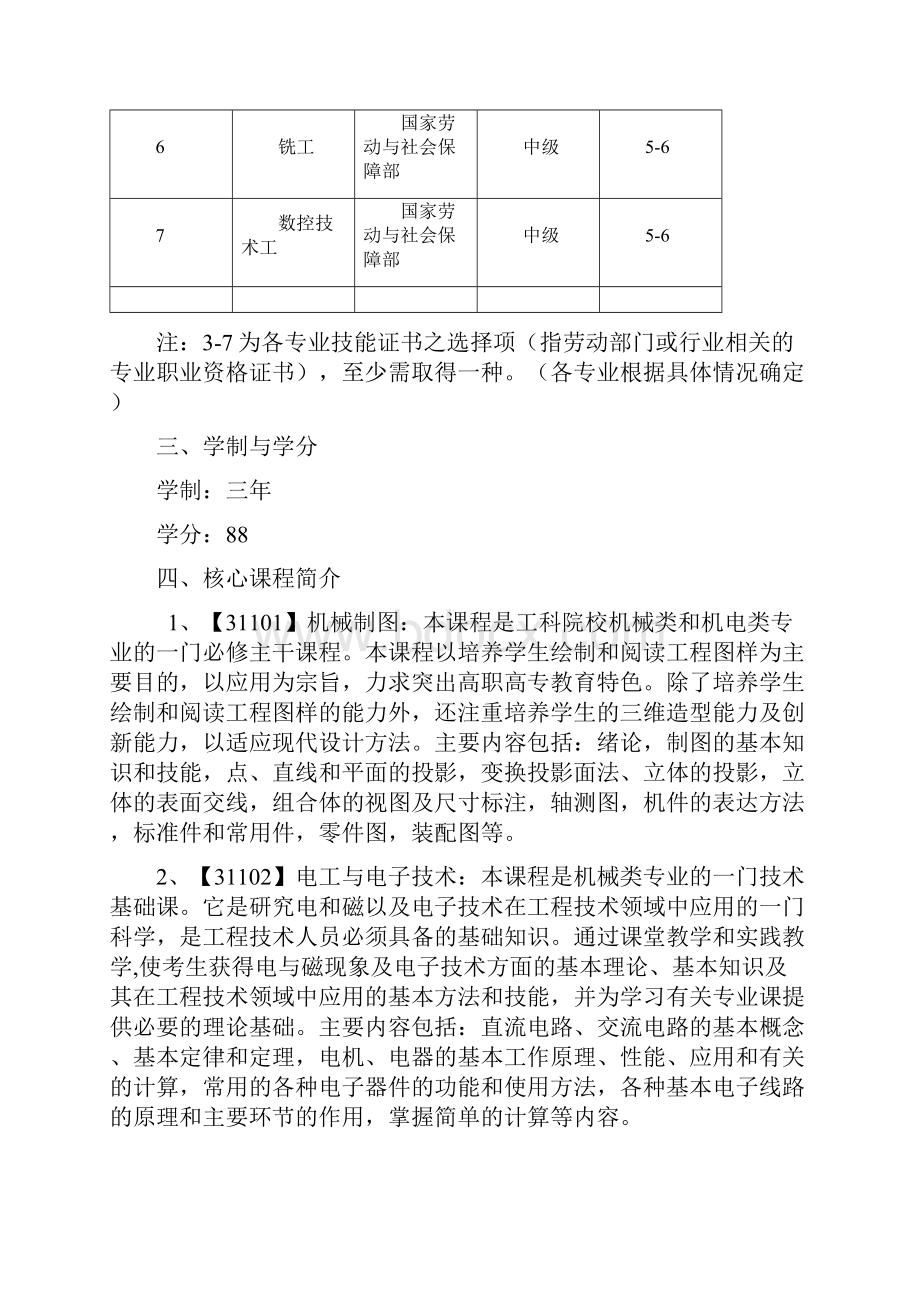 机械制造及自动化高职人才培养方案修订模板电子教案.docx_第3页