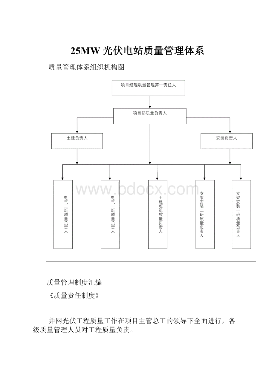 25MW光伏电站质量管理体系.docx