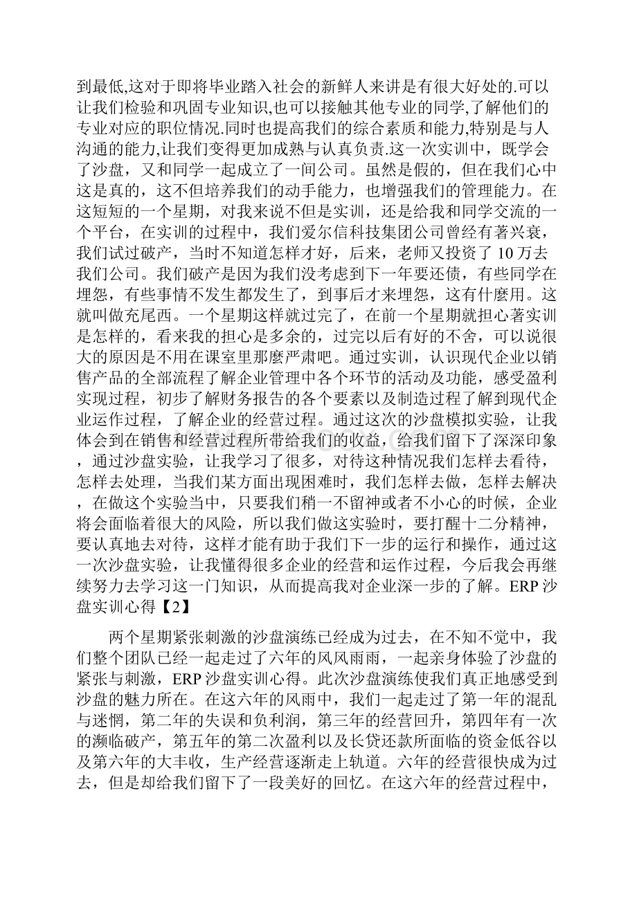 ERP技术实施工程师求职简历范文与ERP沙盘实训心得合集.docx_第3页