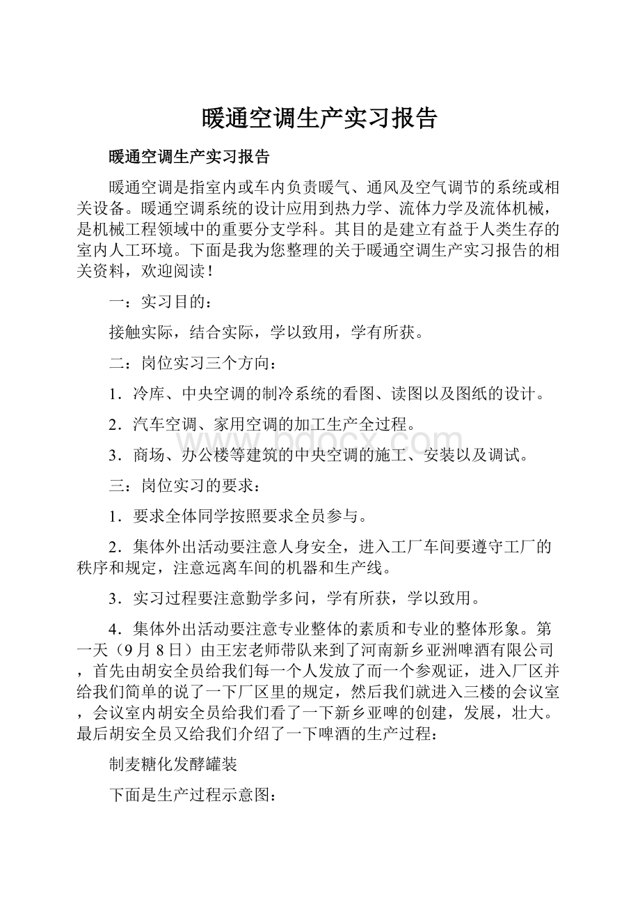 暖通空调生产实习报告.docx_第1页