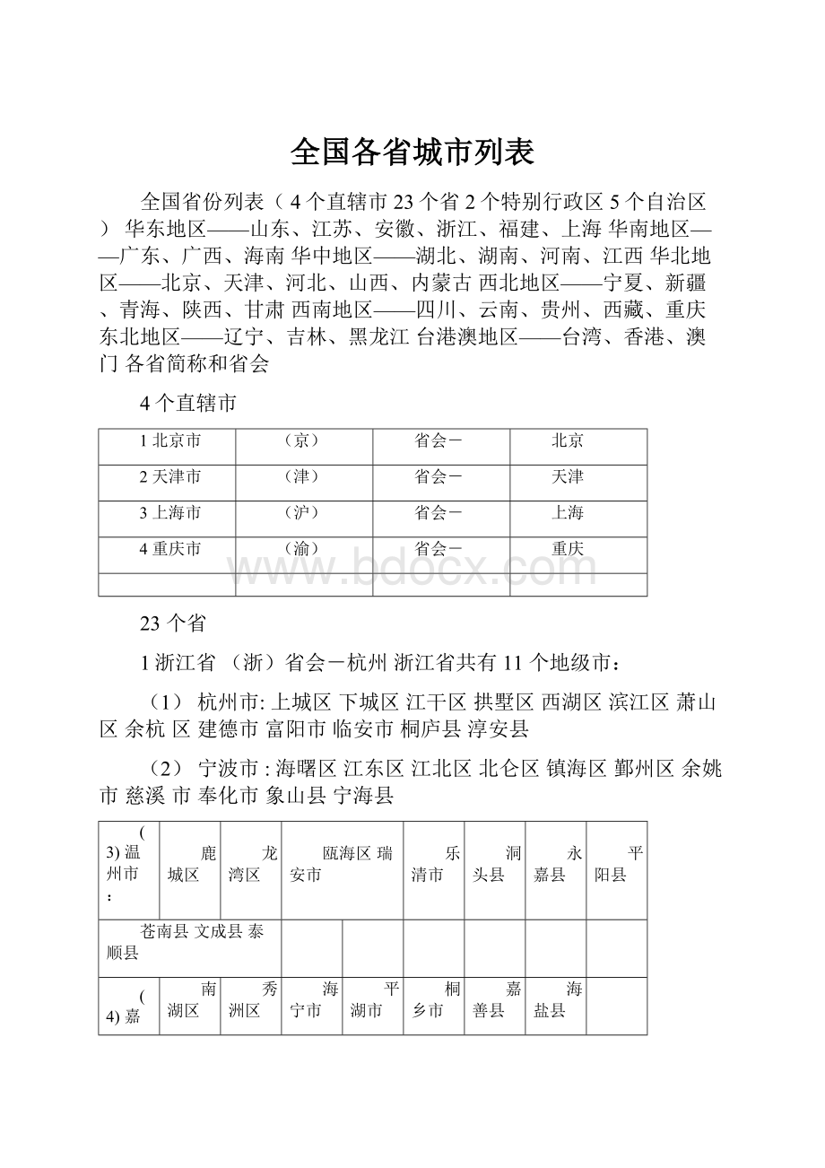 全国各省城市列表.docx_第1页