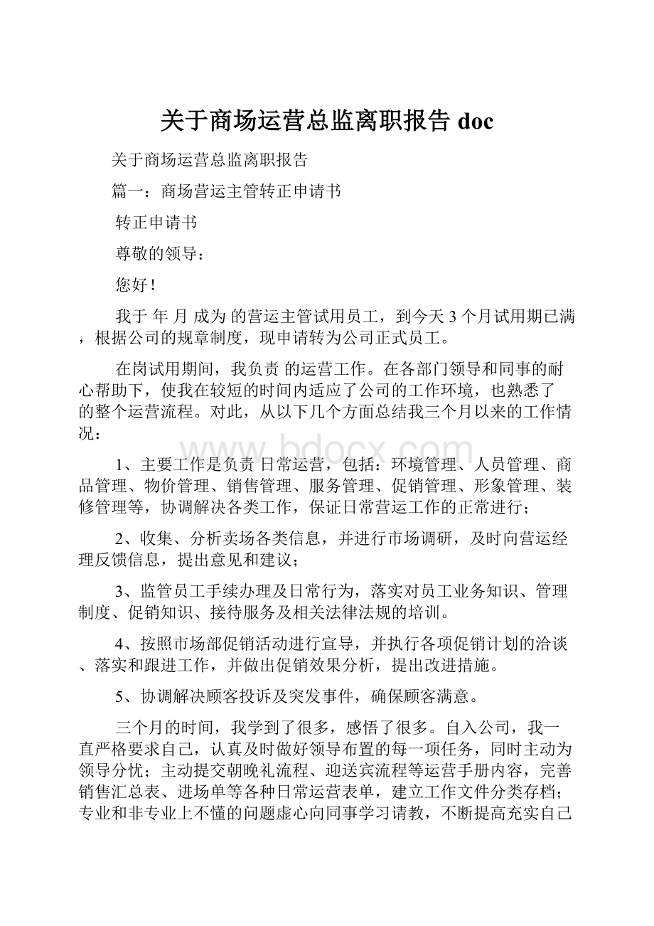 关于商场运营总监离职报告doc.docx