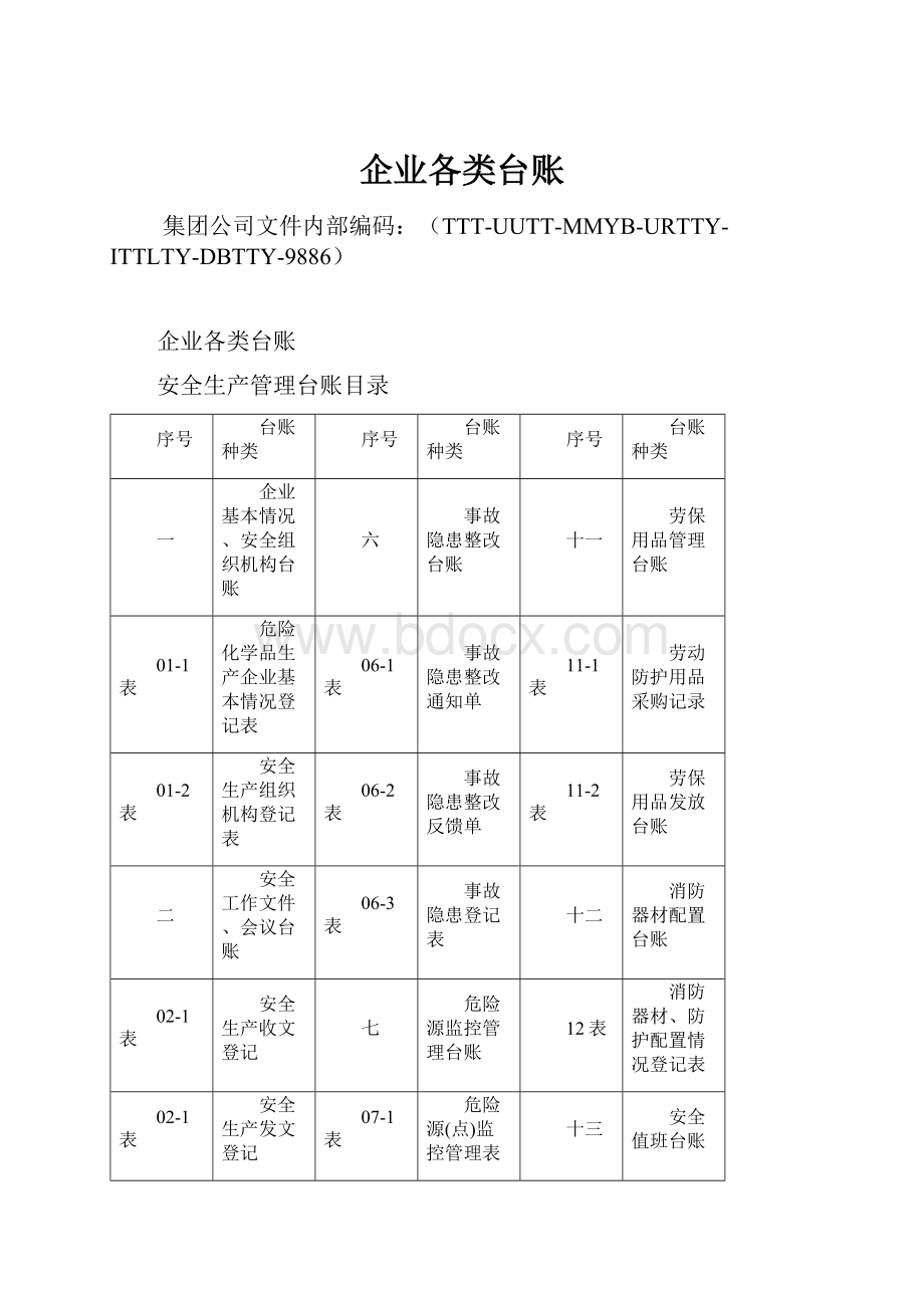 企业各类台账.docx