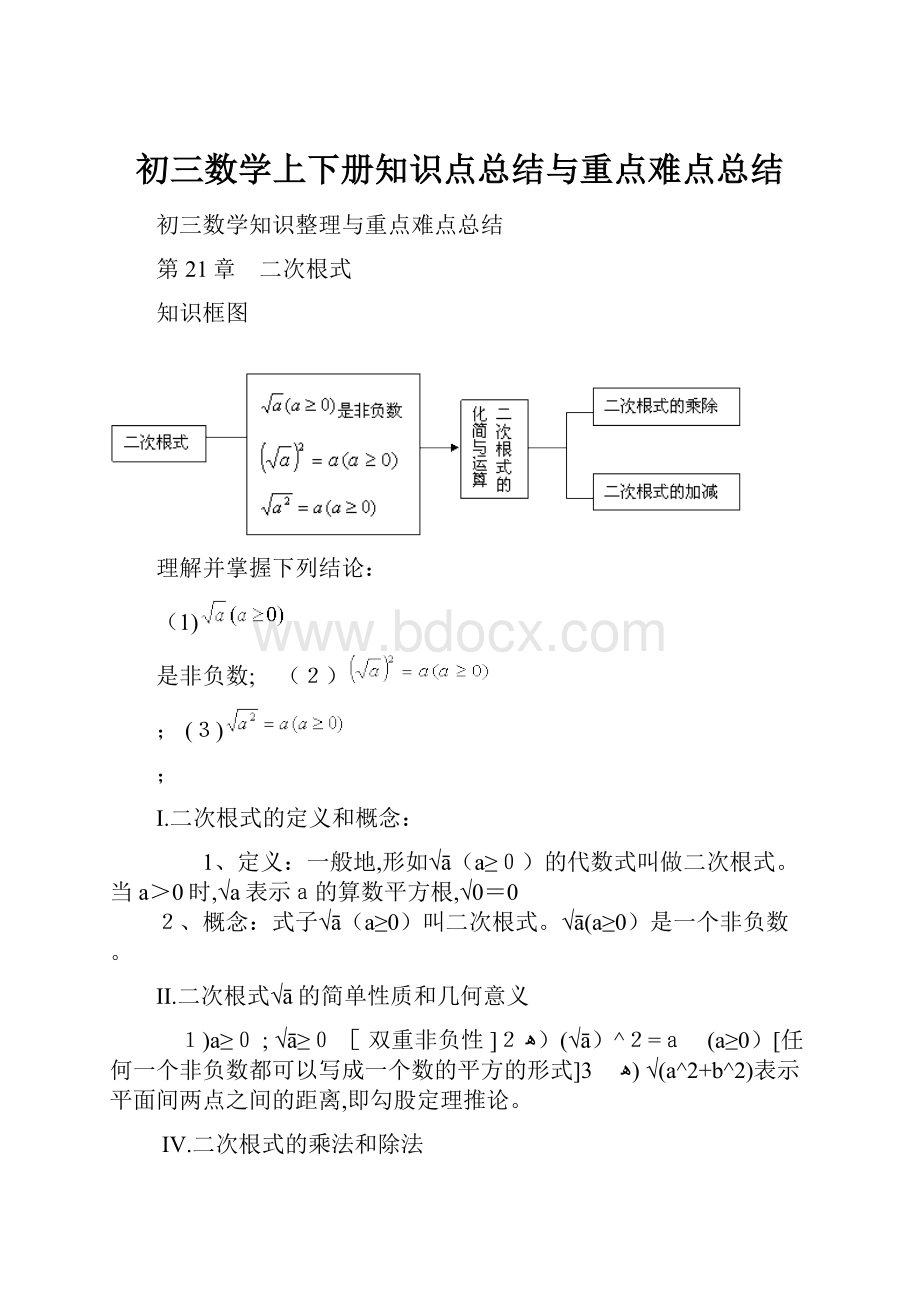 初三数学上下册知识点总结与重点难点总结.docx_第1页