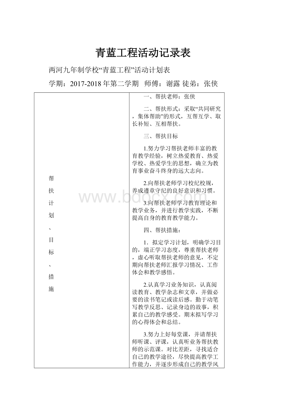 青蓝工程活动记录表.docx