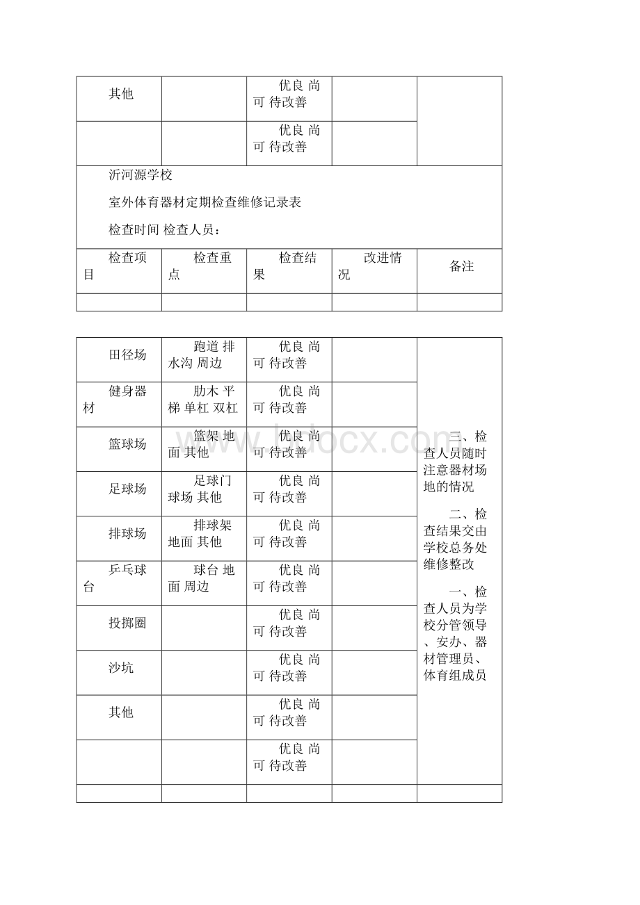 室外体育器材定期检查维修记录表.docx_第2页