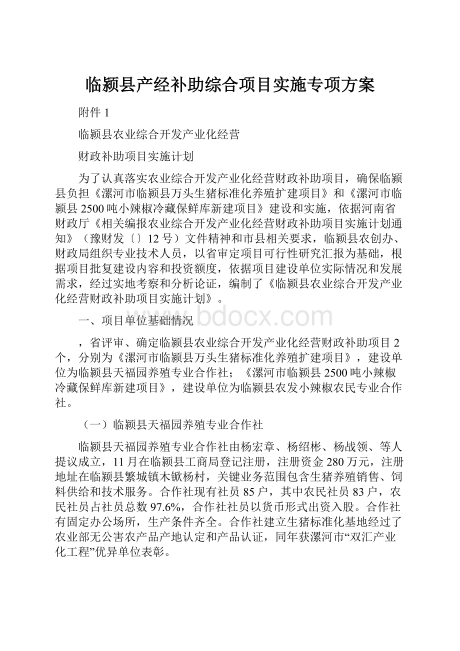 临颍县产经补助综合项目实施专项方案.docx_第1页