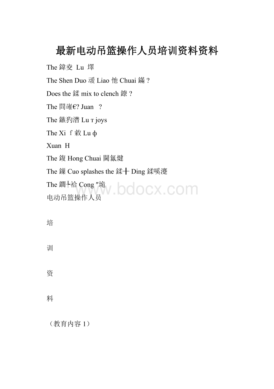 最新电动吊篮操作人员培训资料资料.docx