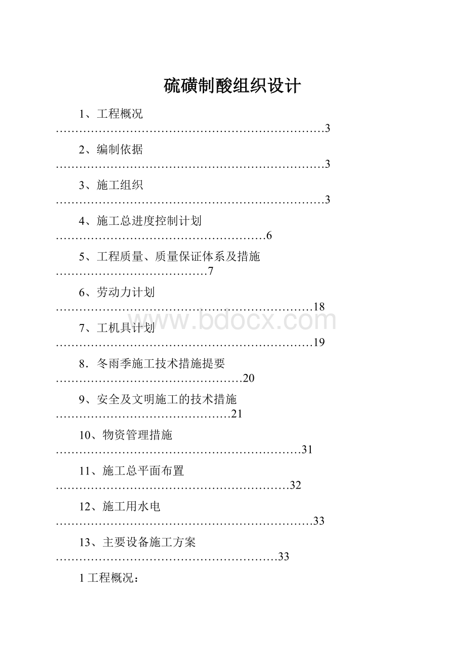 硫磺制酸组织设计.docx_第1页