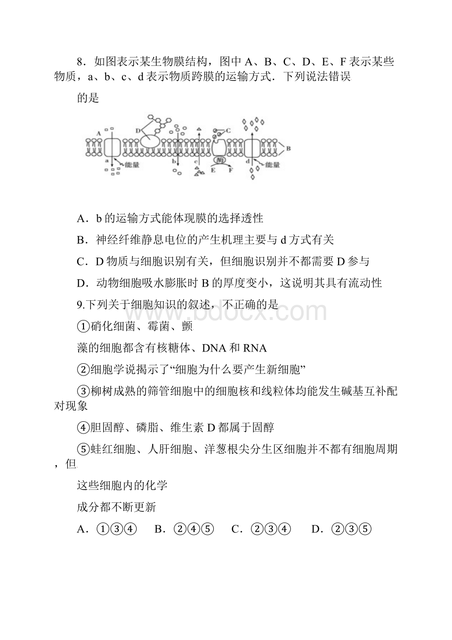 浙江省东阳市第二高级中学届高三生物上学期第一次教学调研考试试题.docx_第3页