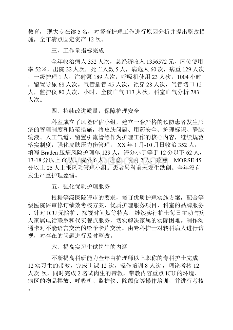 重症医学科护士工作总结.docx_第2页