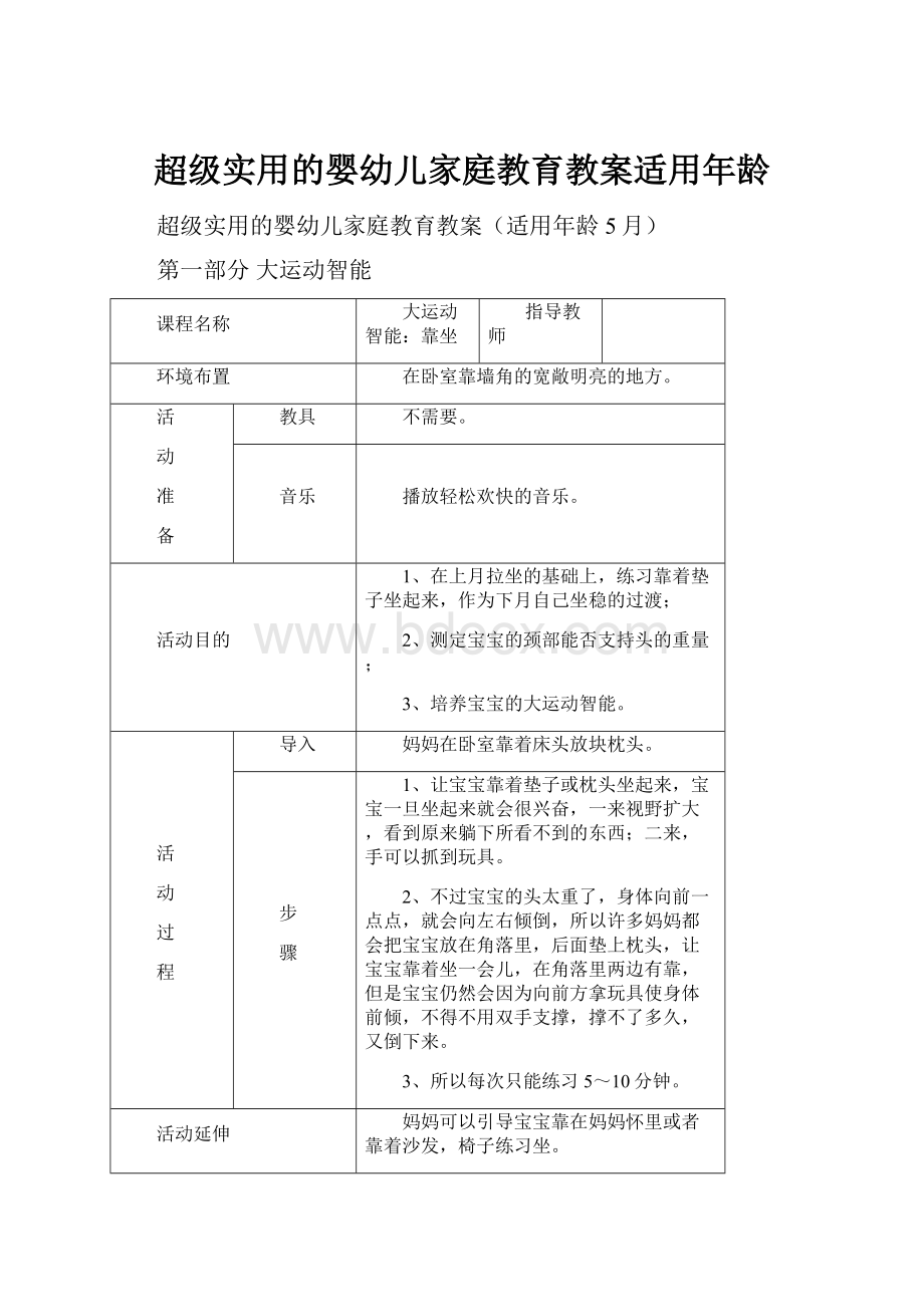 超级实用的婴幼儿家庭教育教案适用年龄.docx_第1页