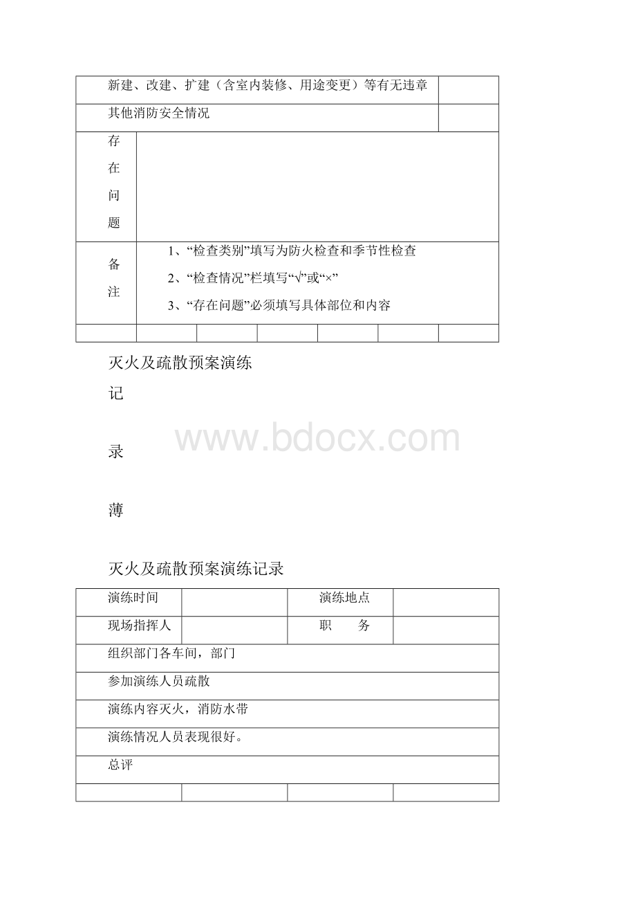 消防检查记录表范本.docx_第2页