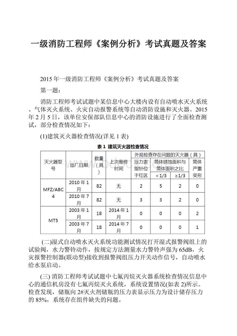 一级消防工程师《案例分析》考试真题及答案.docx