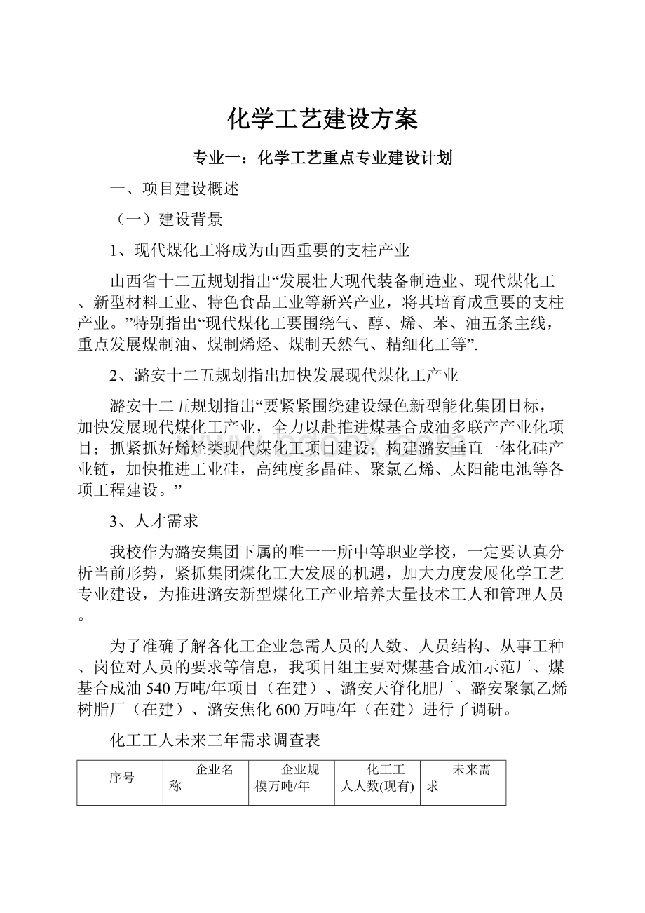 化学工艺建设方案.docx