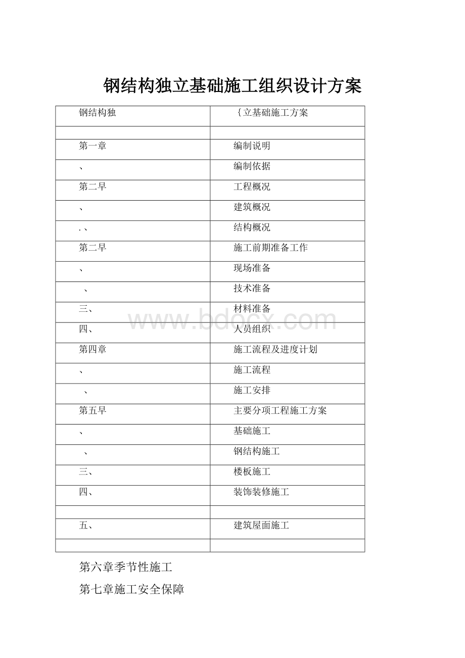 钢结构独立基础施工组织设计方案.docx