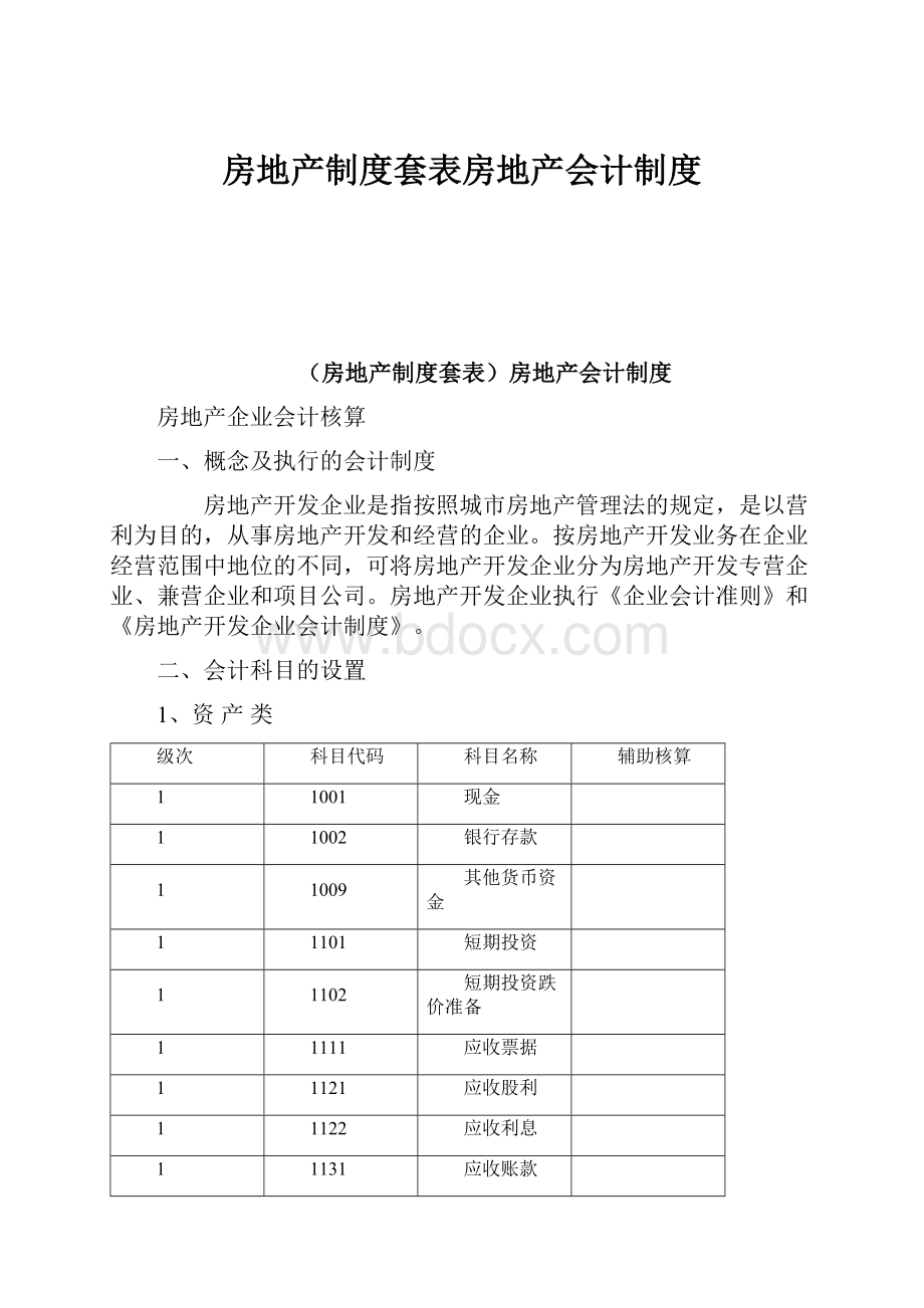 房地产制度套表房地产会计制度.docx