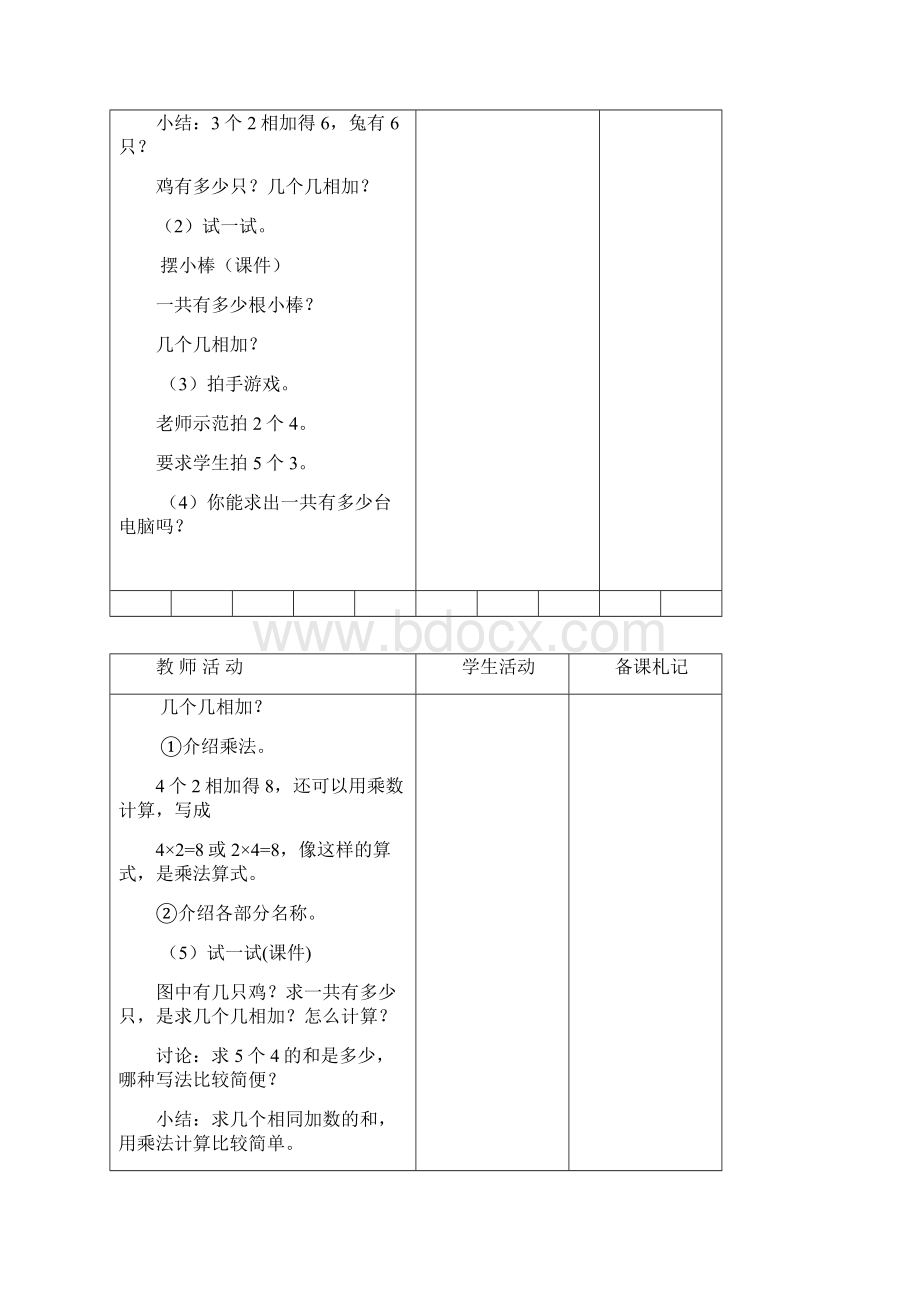 苏教版改版二年级数学上册第三单元表内乘法一教案1.docx_第2页