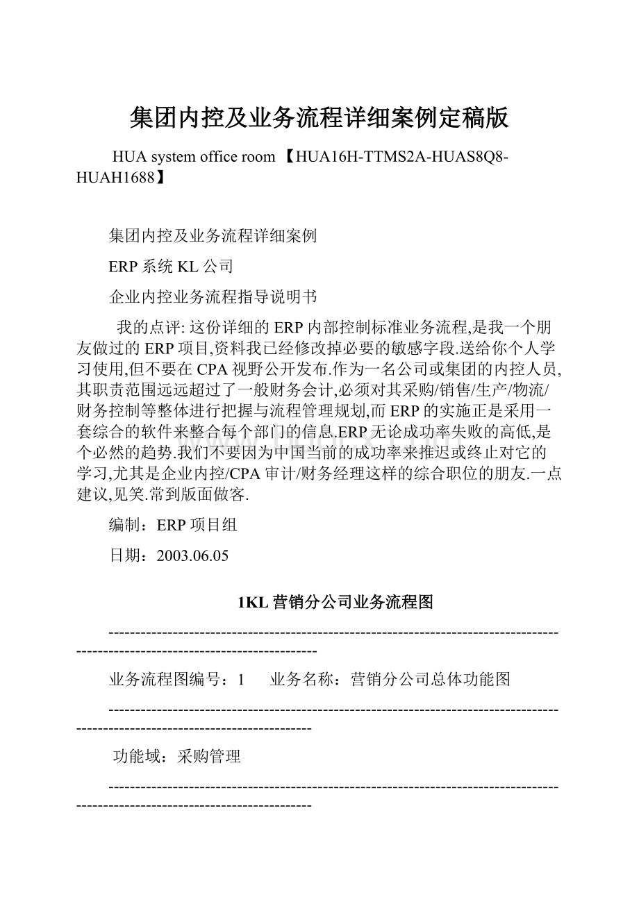 集团内控及业务流程详细案例定稿版.docx