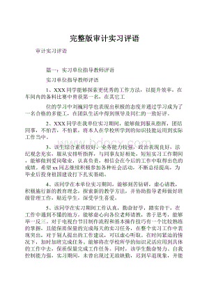 完整版审计实习评语.docx