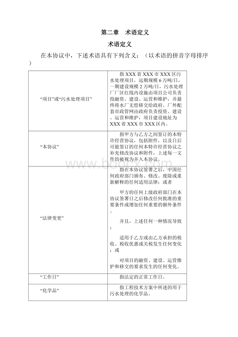 污水处理BOT项目特许经营协议.docx_第2页