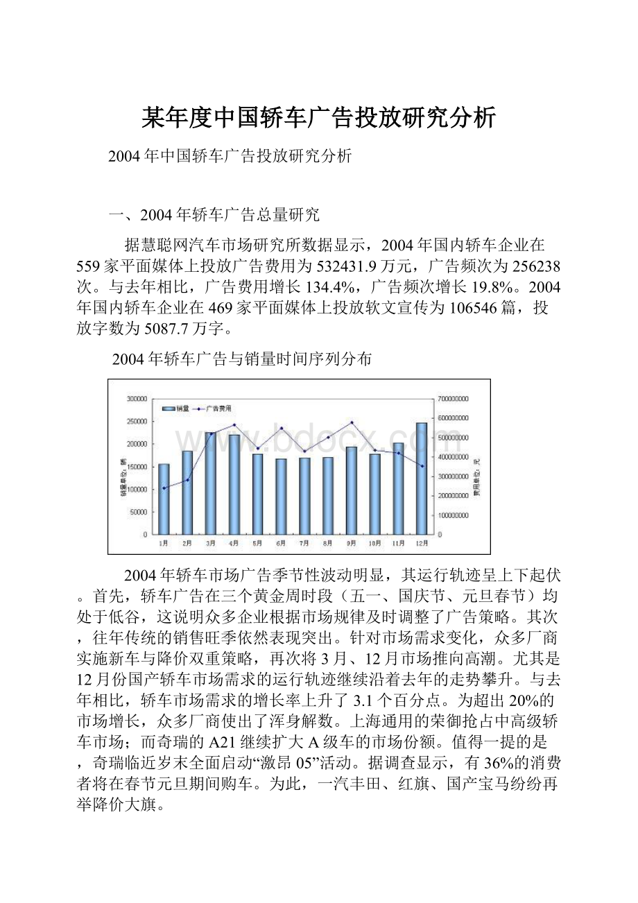 某年度中国轿车广告投放研究分析.docx