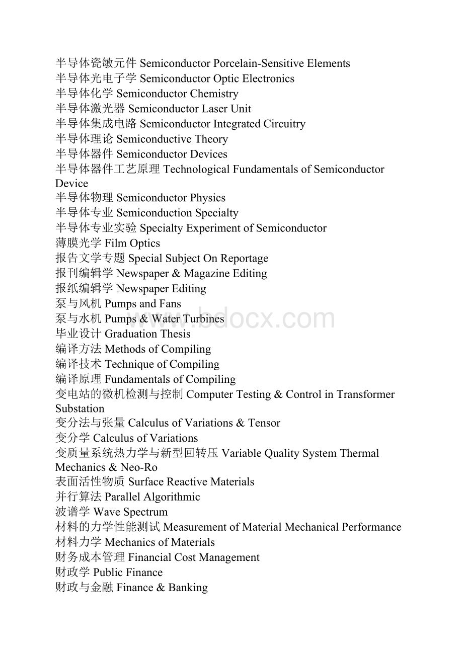 大学英文成绩单中课程名称英文对照参考材料全套汇编.docx_第2页