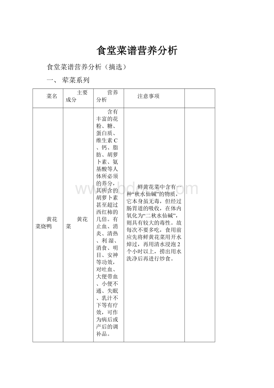 食堂菜谱营养分析.docx