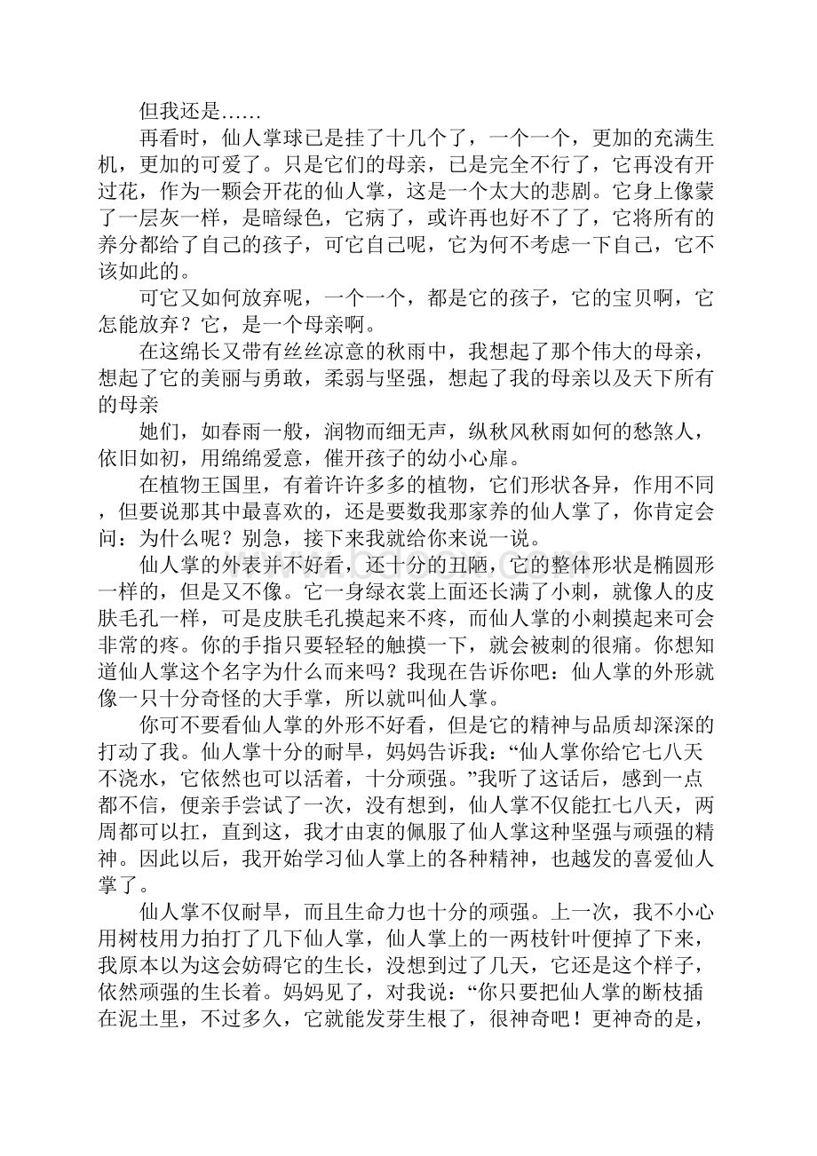 仙人掌托物言志的作文800字精选26篇.docx_第2页