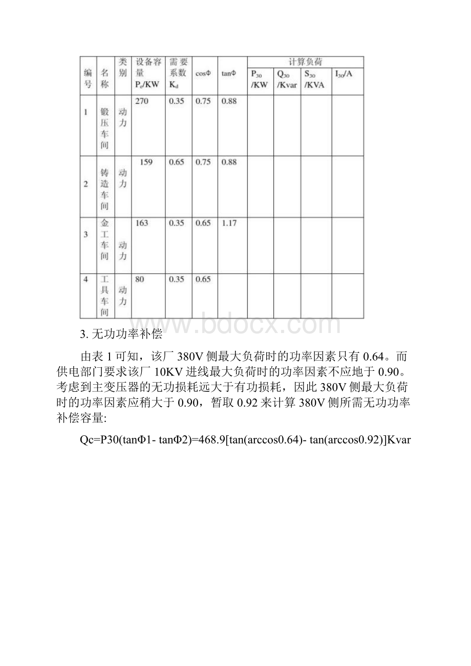 工厂供电课程设计某机械加工车间低压配电系统及车间变电所设计.docx_第2页