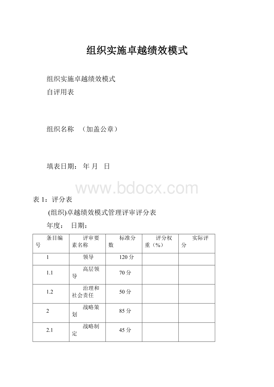 组织实施卓越绩效模式.docx