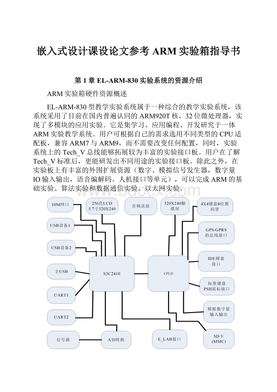 嵌入式设计课设论文参考ARM实验箱指导书.docx