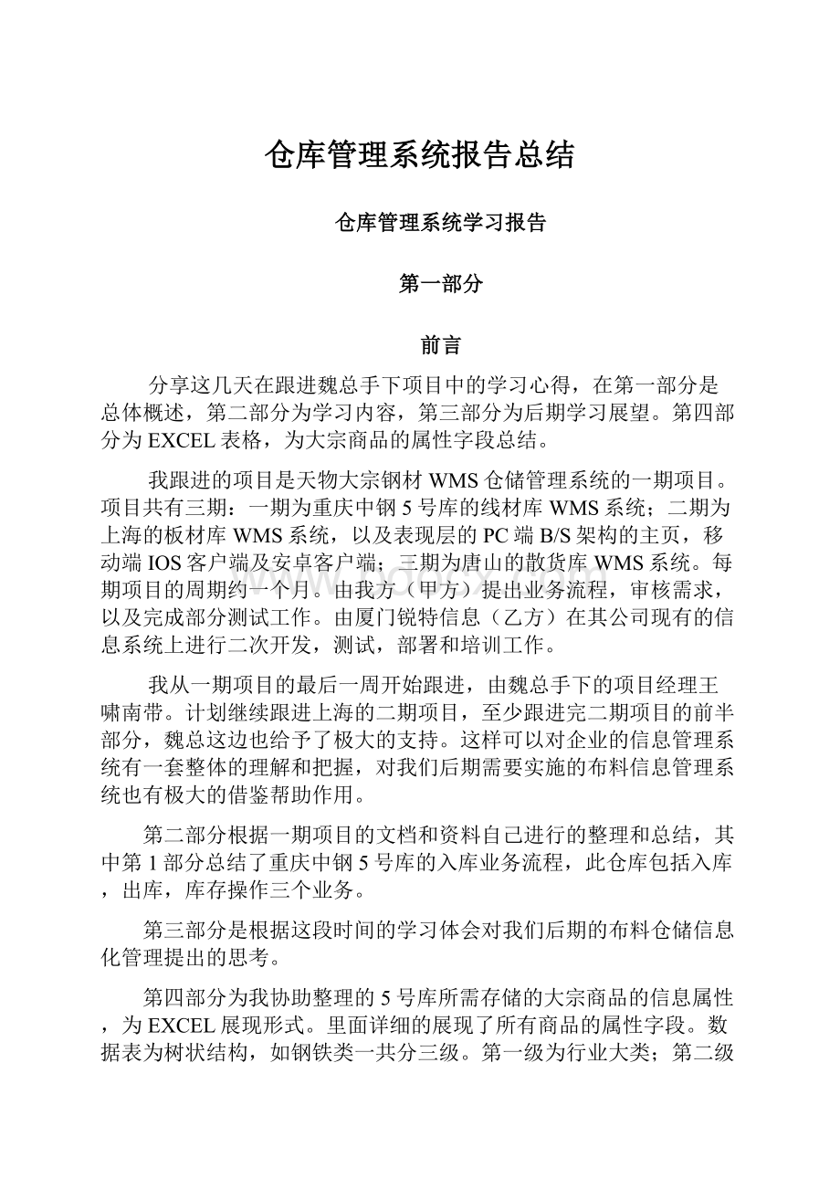 仓库管理系统报告总结.docx_第1页