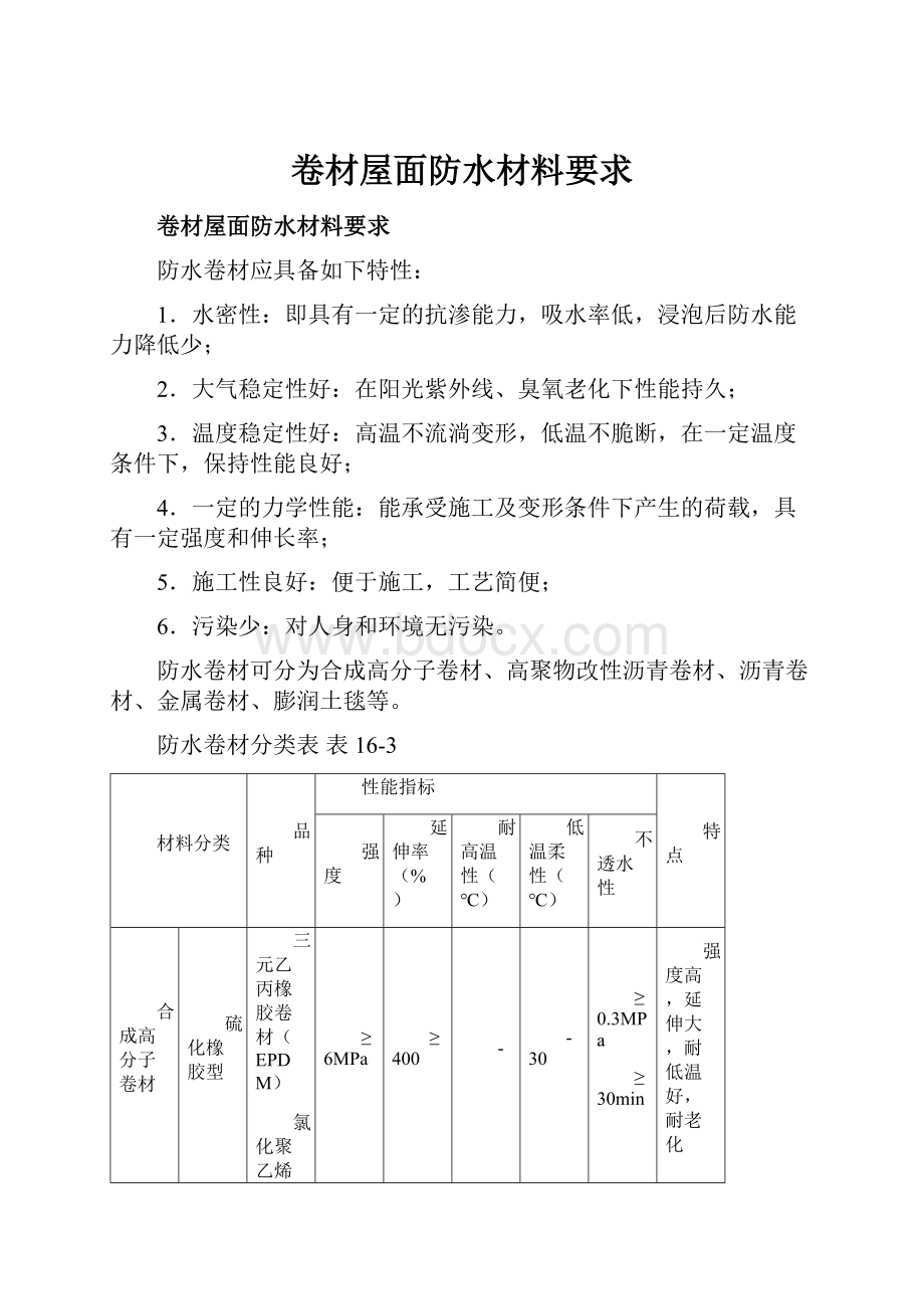 卷材屋面防水材料要求.docx_第1页